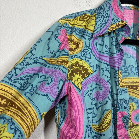 Etro Milano Womens 40/4 US Button Up Shirt Blouse Green Paisley Long Sleeves - Picture 3 of 9